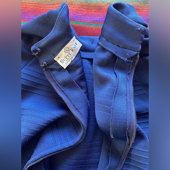 VTG 60’s Butte Knit Poly Midi Blue Mod Dress. M/L. Short sleeve. USA Union made. - Picture 13 of 13